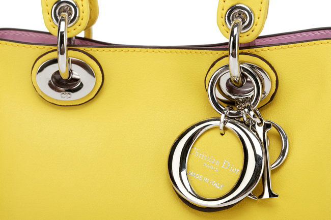 mini Christian Dior diorissimo nappa leather bag 0902 lemon yellow